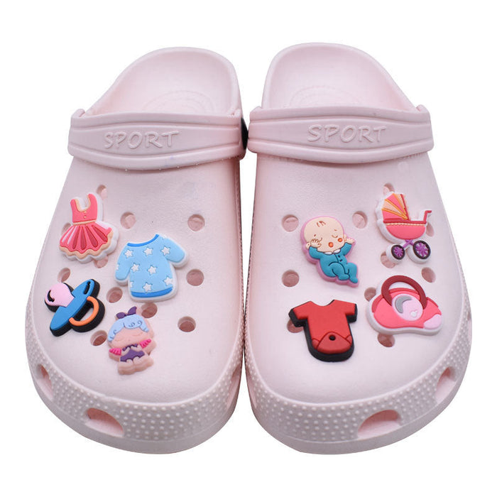 Wholesale 100PCS PVC Cartoon Denim Milk Cow Pattern DIY Shoe Buckle JDC-SC-RYY013