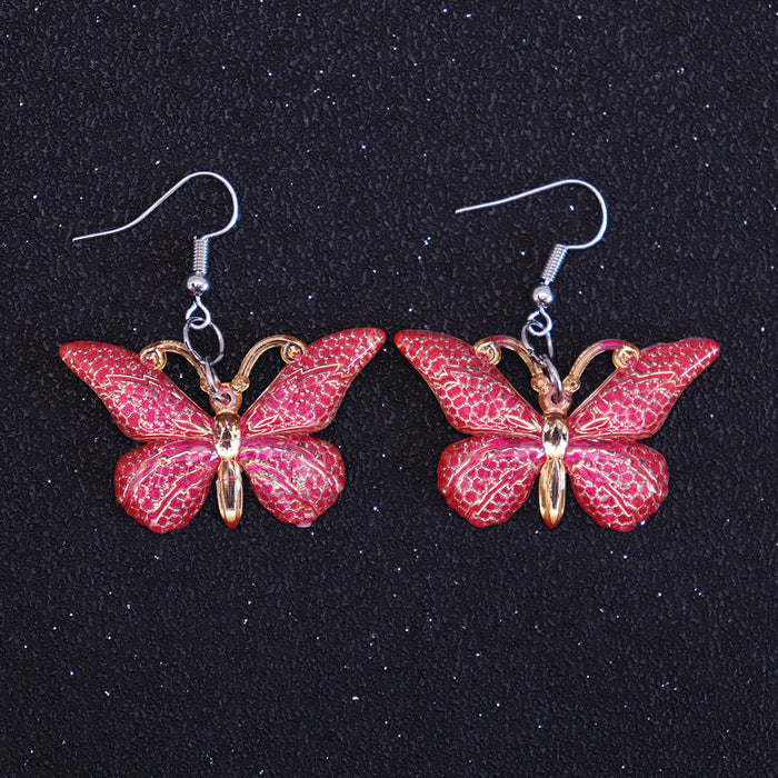 Wholesale Resin Earrings Fun Cute Retro Colorful Butterfly JDC-ES-niqing018