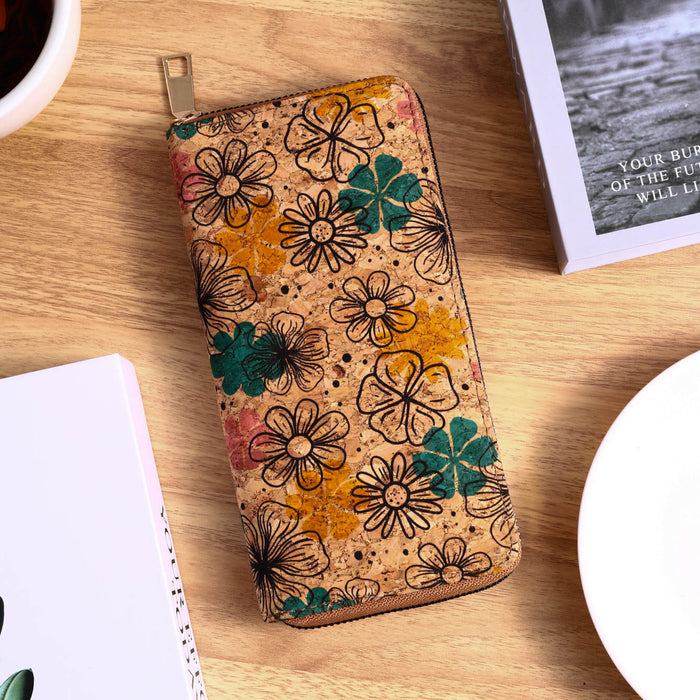 Wholesale PU Multi-function Bohemian Wallet Wood Grain Multi-card Slots Women's Wallet JDC-WT-HuLi001