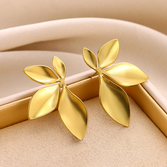Wholesale simple leaf earrings stainless steel pendant leaf earrings