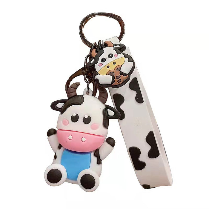 Wholesale Cute Cartoon Cow Doll Keychain Simple Car Doll Keychain Student Couple School Bag Key Pendant