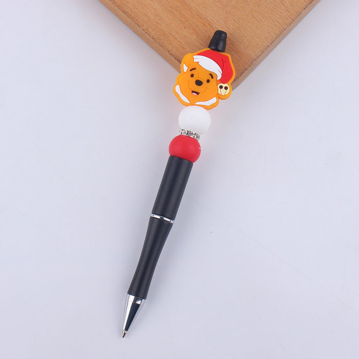 Wholesale Cartoon Christmas Santa Claus Silicone Plastic Bead Pen JDC-PN-GuangTian011