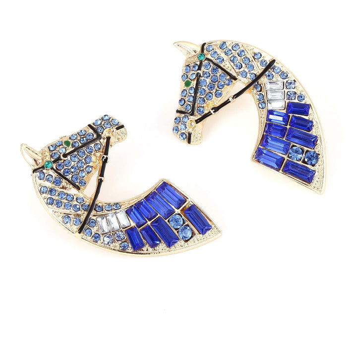 Wholesale horse head rhinestone stud earrings creative alloy exaggerated temperament earrings