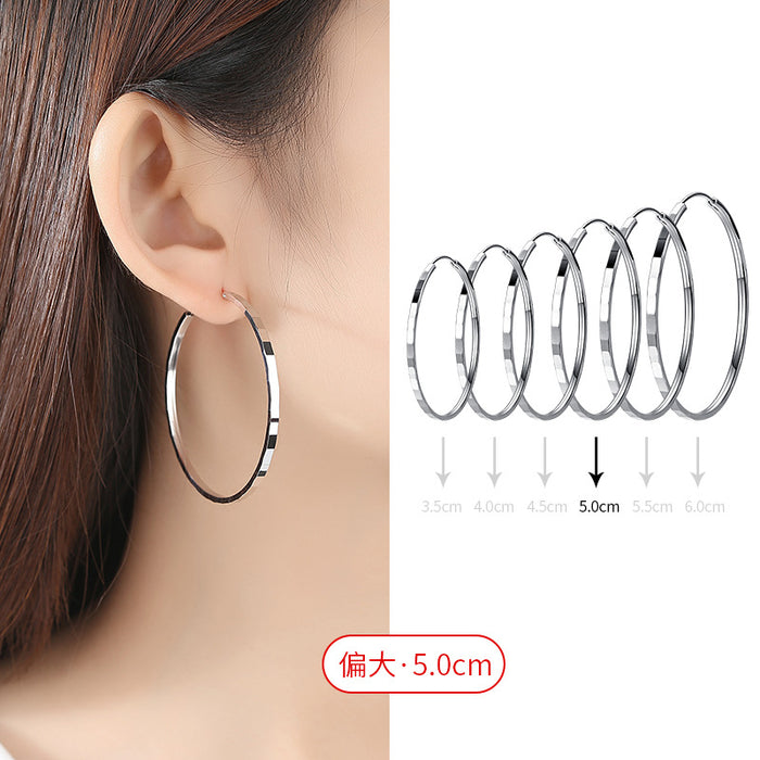 Wholesale Earrings for Women Versatile Earrings  Large Hoop Silver Hoop Earrings