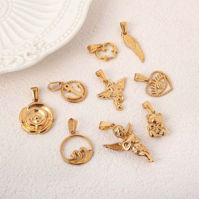 Wholesale 6pcs/set Love Angel Bear Stainless Steel Plated 24K  Pendant Accessories