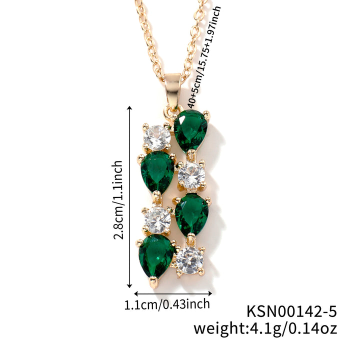 Wholesale Necklace Colored Stone Zircon Pendant Long Necklace Colorful Necklace