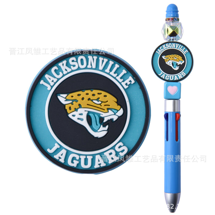 Wholesale 50pcs Rugby team series beads ballpoint pen beaded accessories fun stationery cartoon accessories detachable