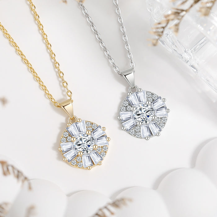 Wholesale Flower Clavicle Chain Pendant Elegant Fashion Internet Celebrity Rotating Zircon Necklace Women