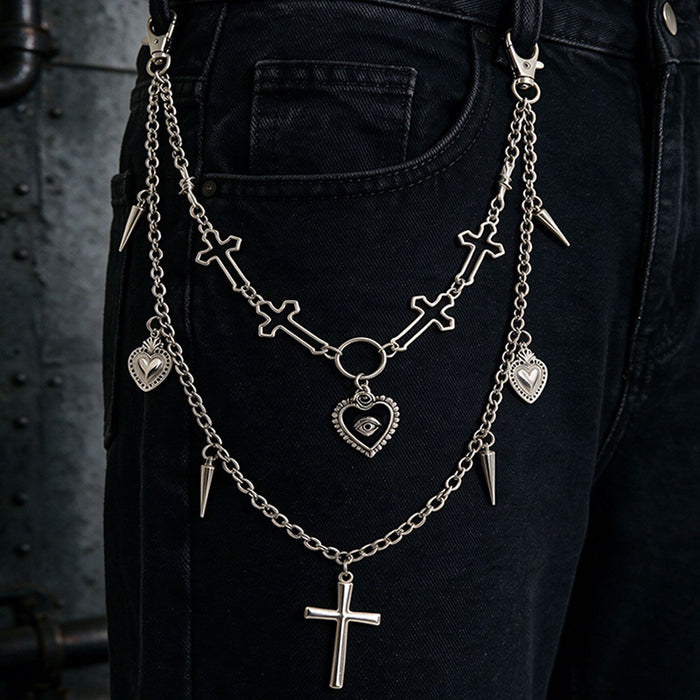 Wholesale Alloy Punk Waist Chain Cross Heart Tassel Retro  Party Fashion Accessory For Men And Women