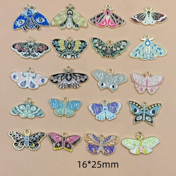 Wholesale 10pcs Colorful Alloy Butterfly and Moth DIY Bracelet Necklace Keychain Pendant