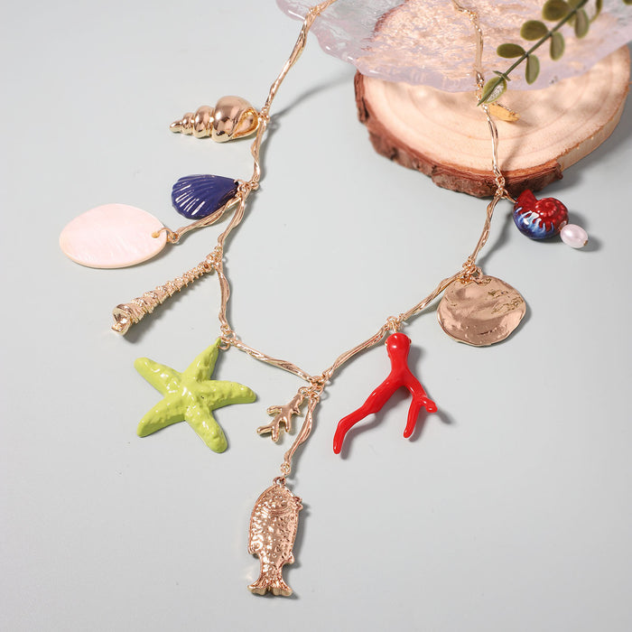 Wholesale Alloy Exaggerated Oil Dropping Marine Various Animal  Bohemian Necklace