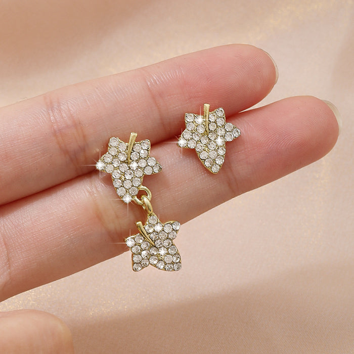 Wholesale Silver Needle Personalized Design Asymmetric Leaf New Fashion Earnail Earaccessory Wholesale