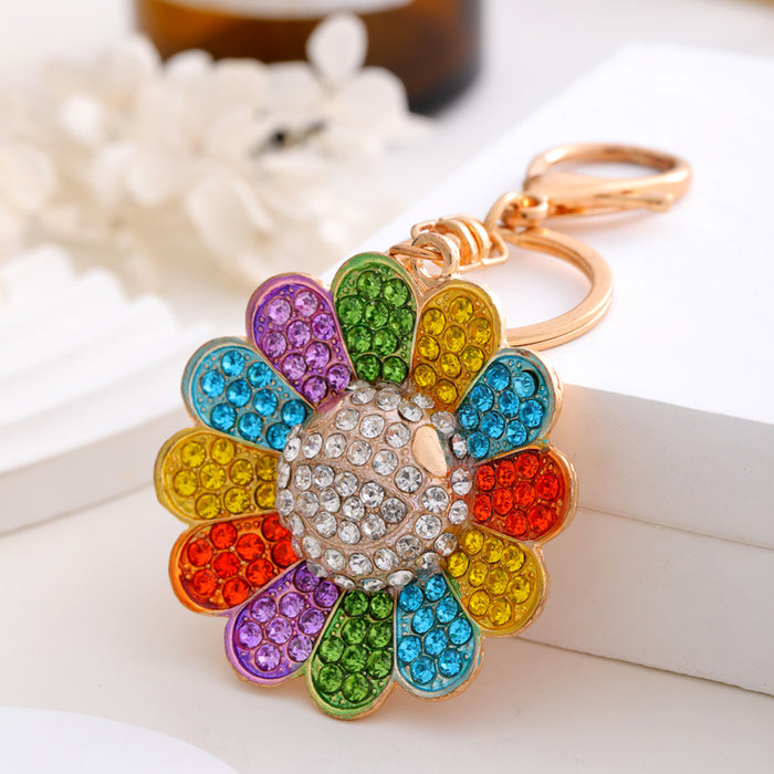 Wholesale Diamond Smiley Sunflower Sunflower Keychain JDC-KC-HongT003