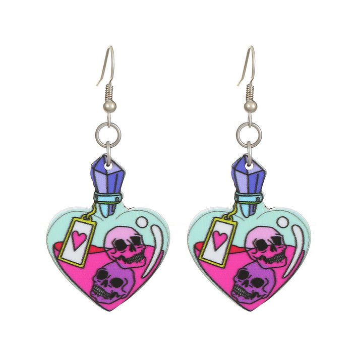 Wholesale  Series Earrings Dark Skull Heart-shaped Earrings Funny Bat Exaggerated Earrings
