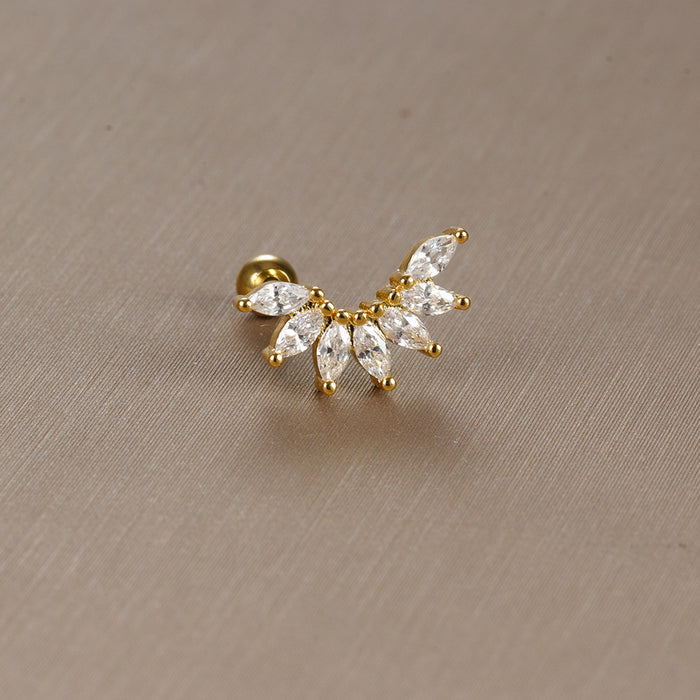 Wholesale Jewelry Stainless Steel Ear Nail Zircon Ball Screw Women
