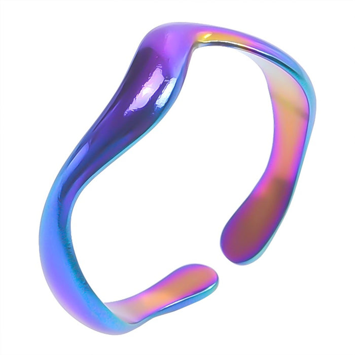 Wholesale Simple irregular ring, light luxury, cool style, adjustable opening, gold steel titanium ring, tail ring
