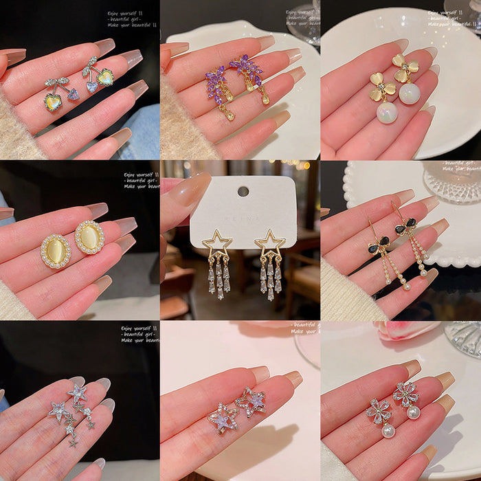 Wholesale Pearl and Zircon Heart Earrings