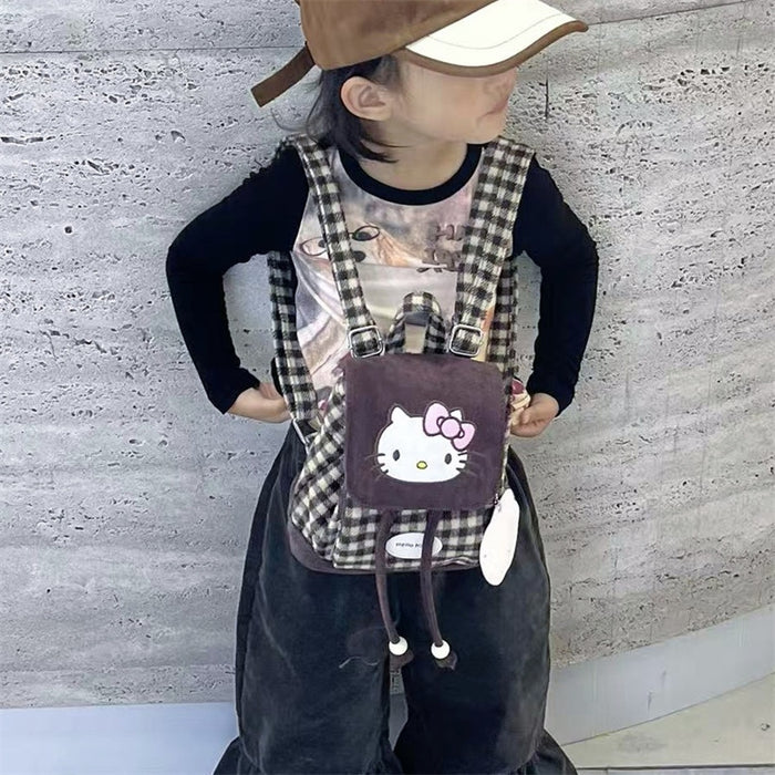 Wholesale Cute cartoon brown checkered parent-child backpack bags