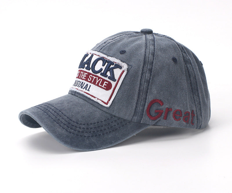Wholesale Baseball cap, washed with adhesive fabric, letter denim duckbill cap, sun visor hat