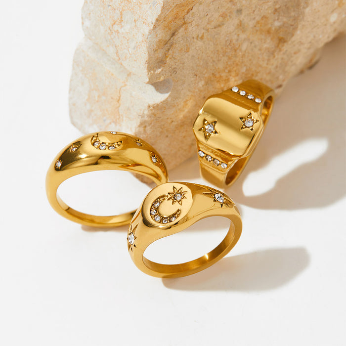 Wholesale Stainless Steel Star and Moon Ring