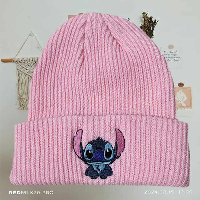 Wholesale Cute cartoon embroidered knitted hat wool hat autumn and winter warm hat cute pullover hat