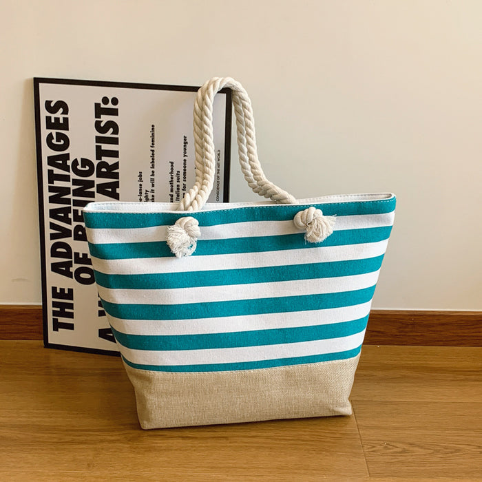 Wholesale Striped Beach Bag Women' s Backpack Handbag Supply Bag