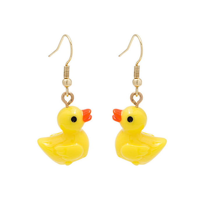 Wholesale Cute cartoon girly earrings Japanese and Korean simple fresh fun funny little yellow duck