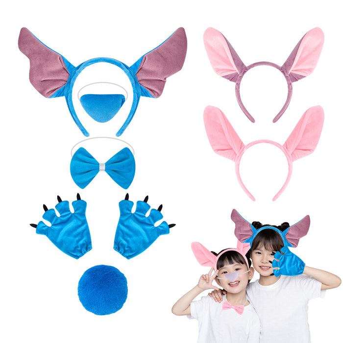 Wholesale Animal Headband Blue Ears Gloves Headband Set Cute Headwear