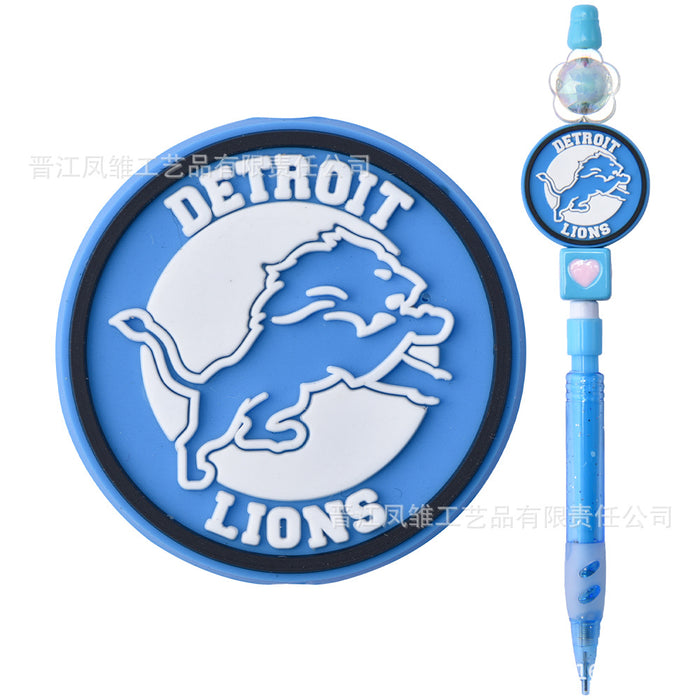 Wholesale 50pcs Rugby team series beads ballpoint pen beaded accessories fun stationery cartoon accessories detachable