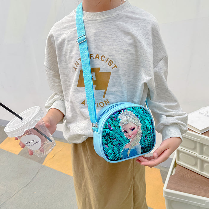 Wholesale Children's Crossbody Bag Kindergarten Girl Princess Bag Elsa Sequin Personalized Matching Bag JDC-SD-TMS005