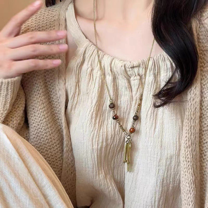 Wholesale Vintage coins, tassels, bead necklaces, sweater chains, stacked black necklaces, accessories