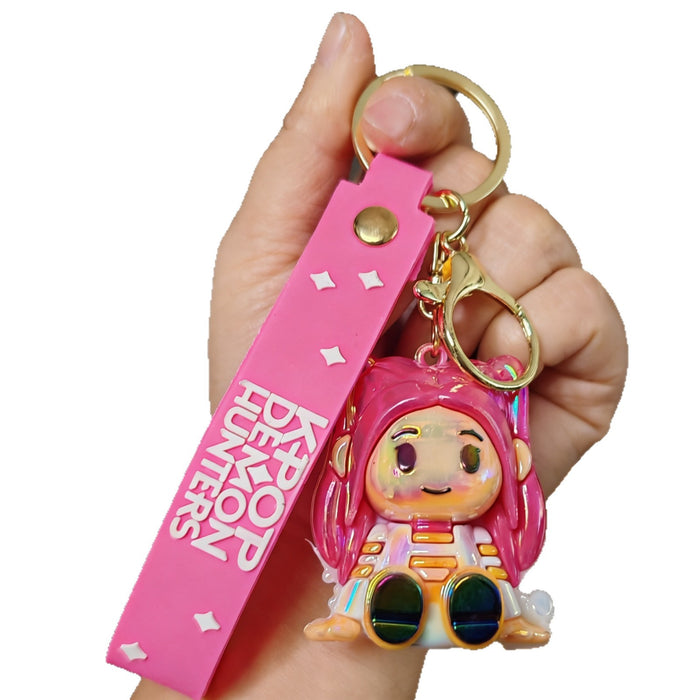 Wholesale K-POP Electroplated Cute Cartoon Character Sitting Silicone Keychain