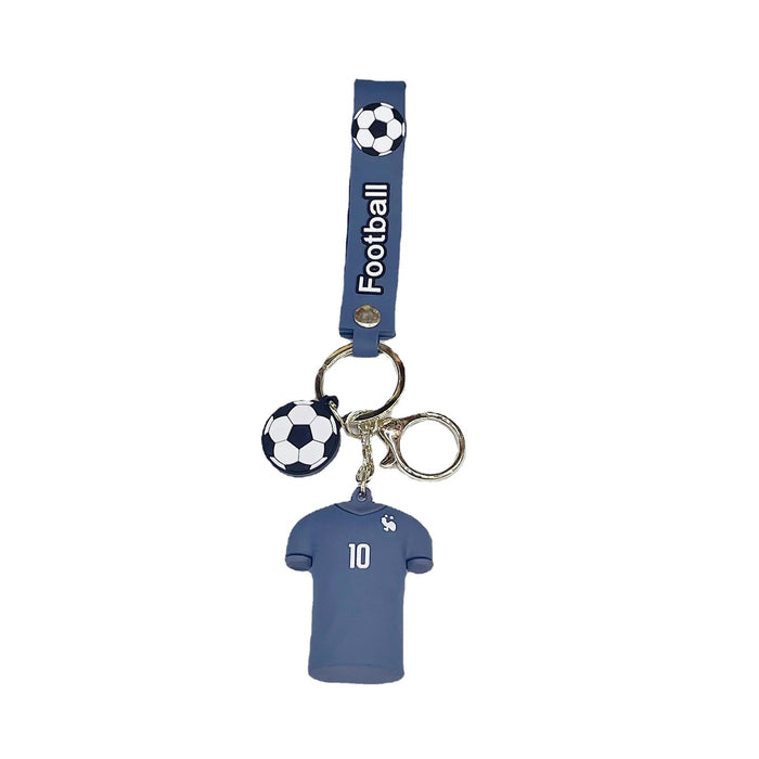 Wholesale Cartoon Doll Soccer Uniform Ball Silicone Keychain JDC-KC-JuShu040