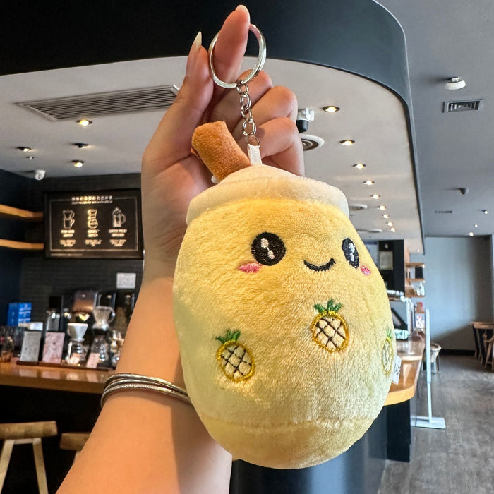 Wholesale Creative Milk Tea Plush Bag Pendant Cute Cartoon Furry Keychain Pendant Accessories Car Pendant