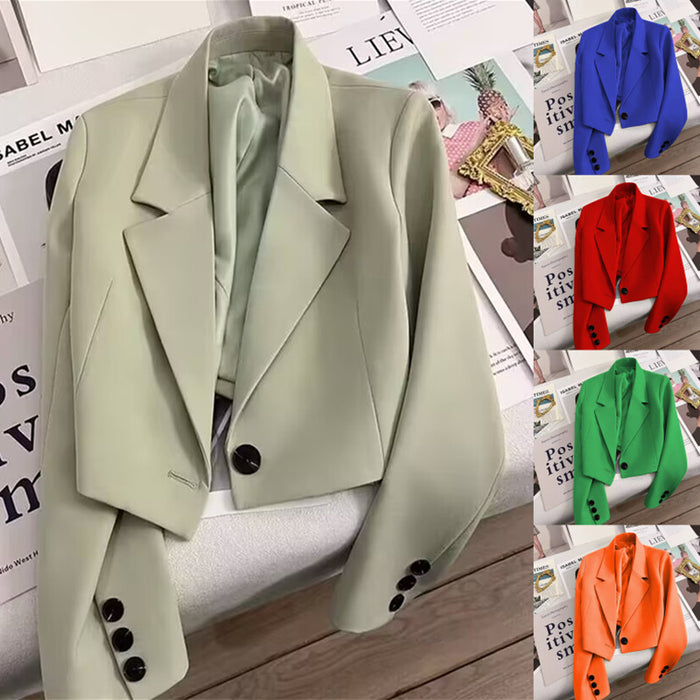 Wholesale Short Suit Jacket for Women Short Stature Spring and Autumn Jade Green Versatile Small Suit for Students JDC-CTS-ZX005