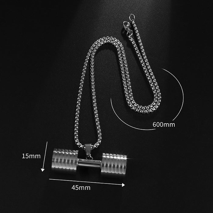 Wholesale Men necklace dumbbell fitness stainless steel pendant