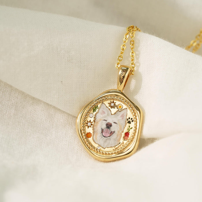 Wholesale Simple and cute cat and dog pattern photo album pendant necklace