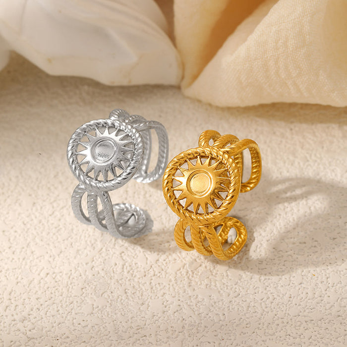 Wholesale Stone-set vintage jewelry,  elegant open stainless steel ring