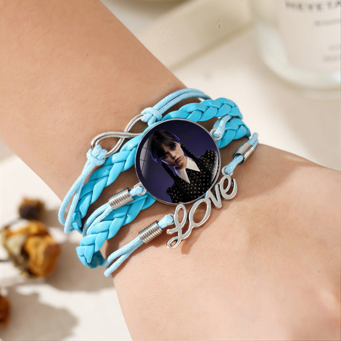 Wholesale Leather multi-layered blue woven jewelry bracelet