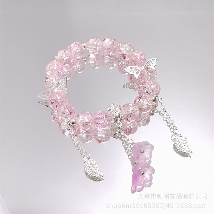 Wholesale Chic Crystal Lily of the Valley Bracelet Butterfly Design Fashion Accessory