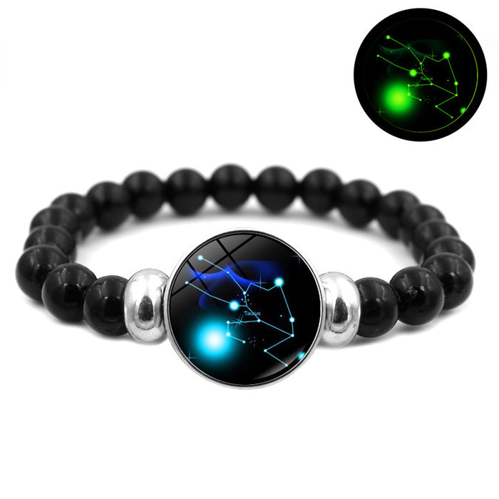 Wholesale Luminous Twelve Constellations Black Handmade Beaded Bracelet