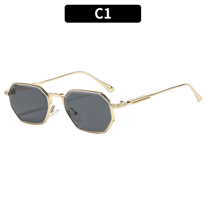 Wholesale Trendy Polygon Sunglasses Gold Frame Gray Lens UV400 for Women Outdoor Travel Fashion Accessory