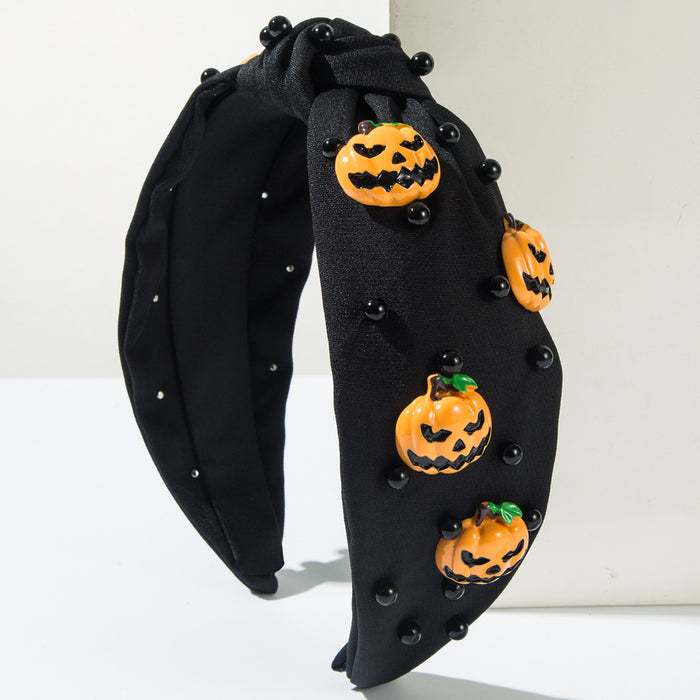 Wholesale Halloween Ghost Pumpkin Fabric Wide Brim Headband JDC-HD-HM027