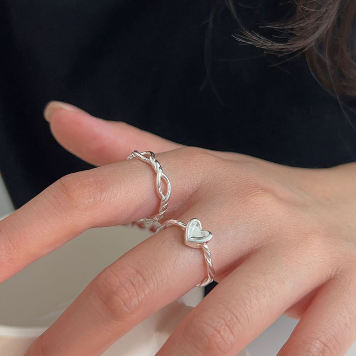 Wholesale Pure silver minimalist twisted wire ring with personalized design, circular ring, open ring, silver ring