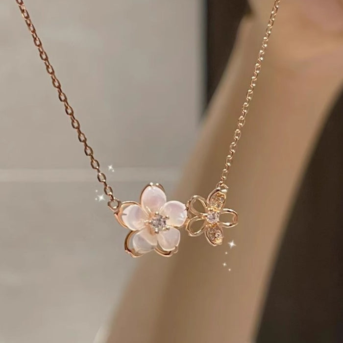 Wholesale New romantic cherry blossom necklace with a light luxury spring style, niche and high-end feeling, collarbone chain accessory