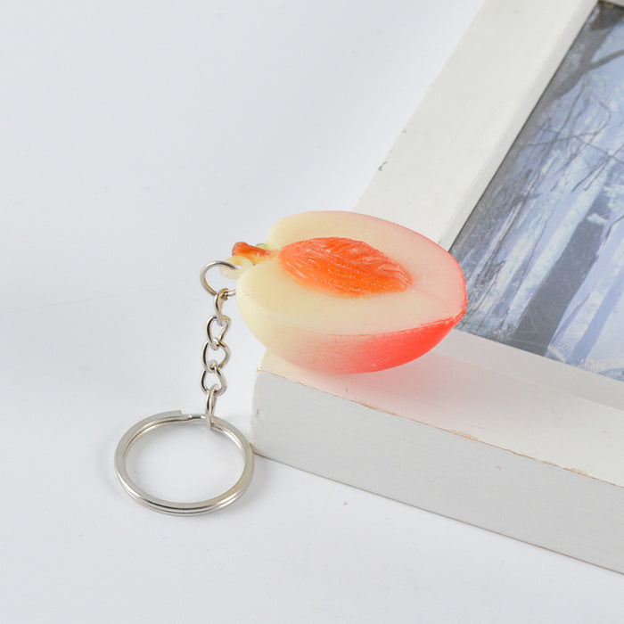 Wholesale PVC Fruit Keychain Bag Charm Simulated Dragon Fruit Decorative Accessory Trendy Gift