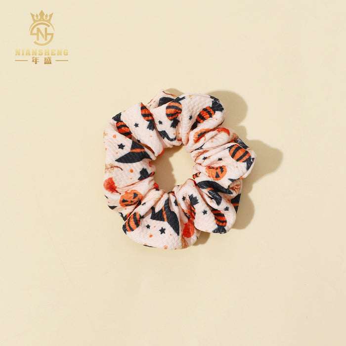 Wholesale  children' s hair accessories printed elastic large intestine ring cloth ring pure cotton girl baby hair ring