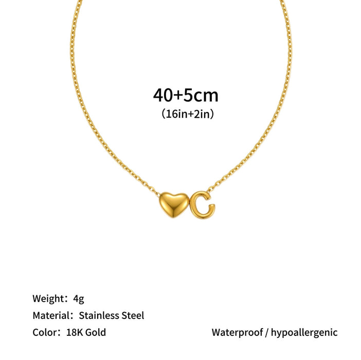 Wholesale Clavicle chain jewelry accessory 26 letter heart pendant titanium steel necklace