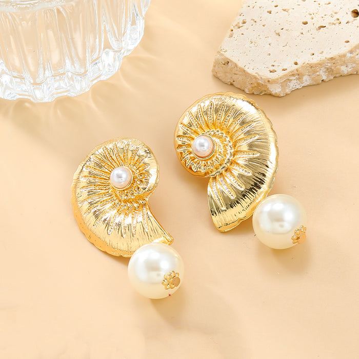 Wholesale Conch Pearl Alloy Earrings JDC-ES-JL203