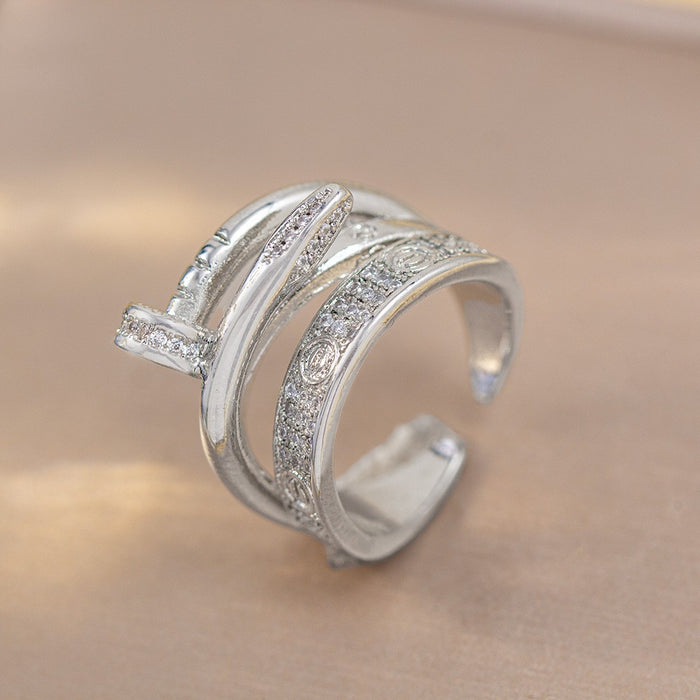 Wholesale Vintage Gold Plated Geometric Hollow Out Ring Adjustable Jewelry Accessory MOQ≥2